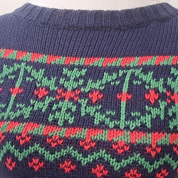 Vintage 80's Royal Blue Holiday Sweater Dress - Picture 2 of 9